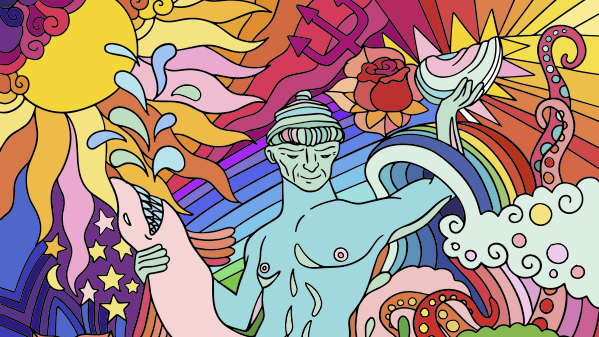 Färgglad illustration av Poseidon
