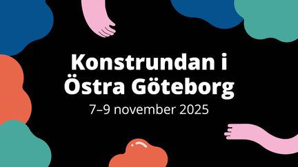 Illustrerad bilden med texten Konstrundan i Östra Göteborg, 7–9 november 2025