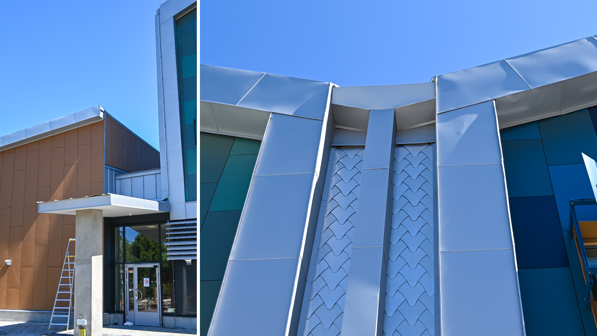 Bild som visar hur vattnet leds från taket till marken.