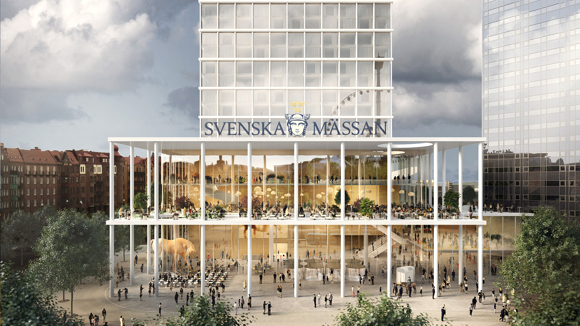 Visionsbild av hur Svenska Mässans entré kan se ut framöver.