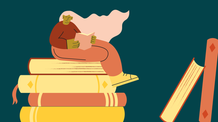 Person som läser böcker.