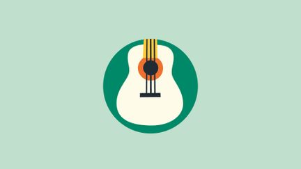 Illustration med en gitarr
