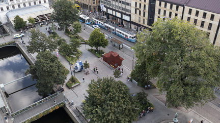Drönarbild av Brunnsprken som nyligen har rustats upp