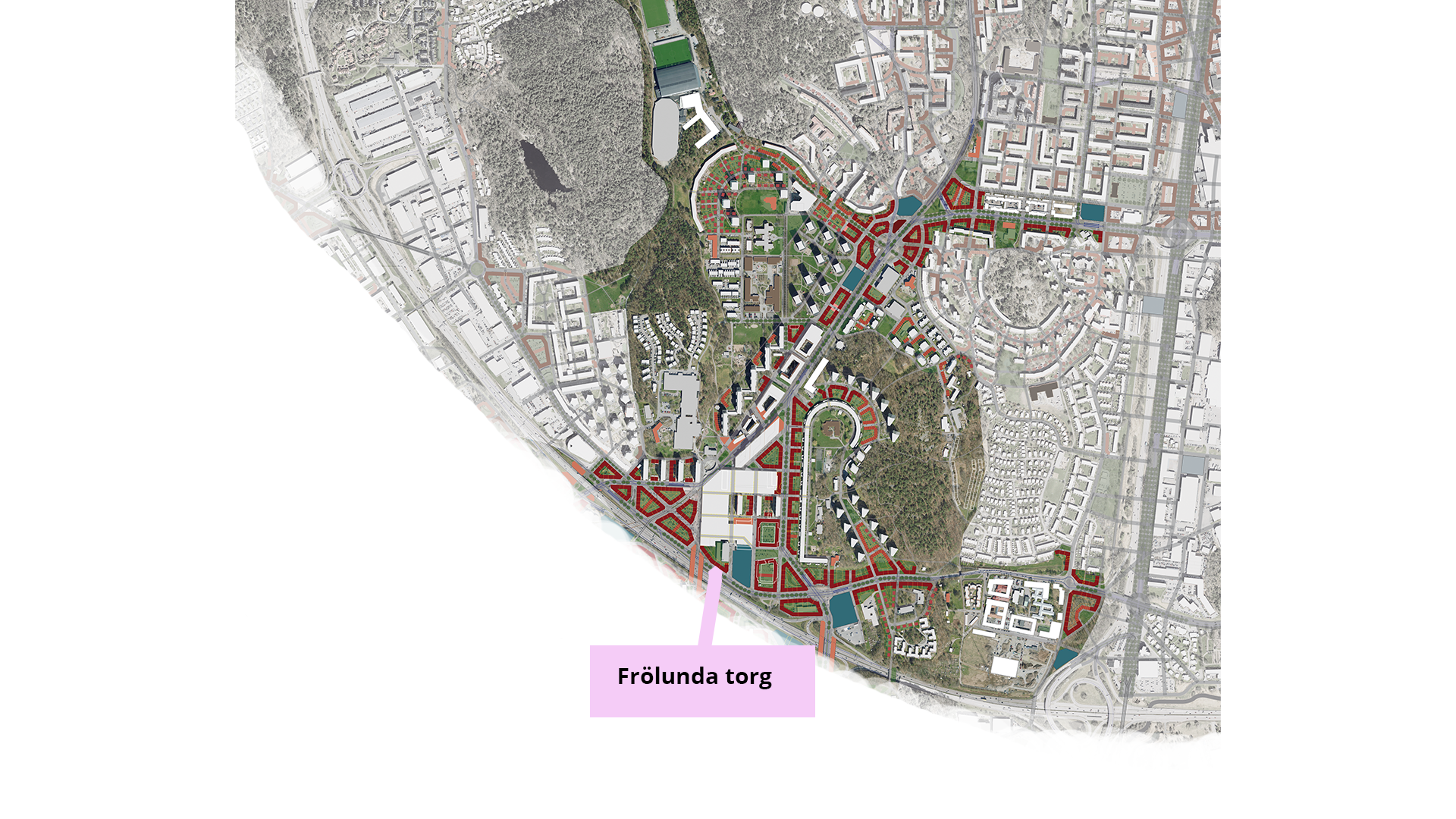illustration över planprogrammet med föreslagen bebyggelse