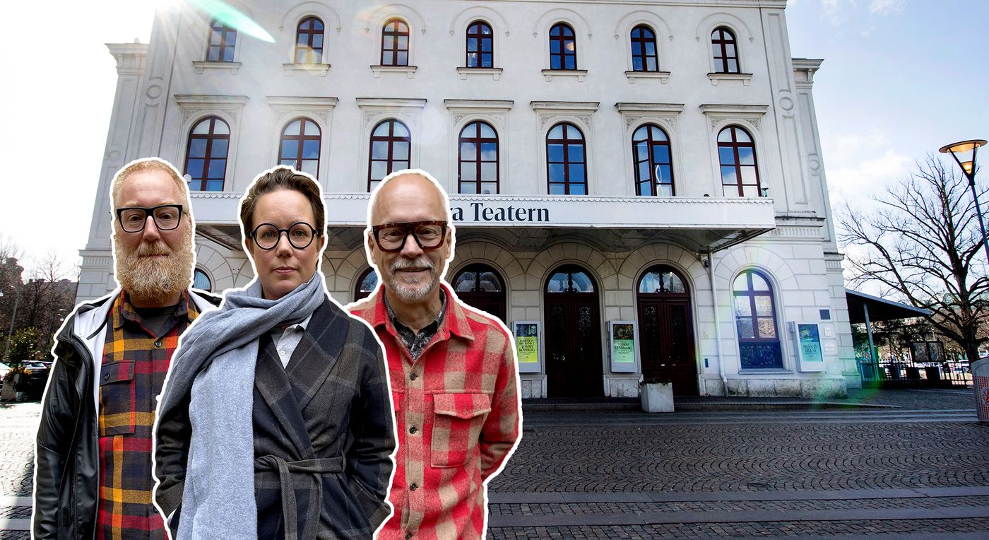 Bild på stadsarkitekt Björn Siesjö tillsammans med två andra företrädare för staden