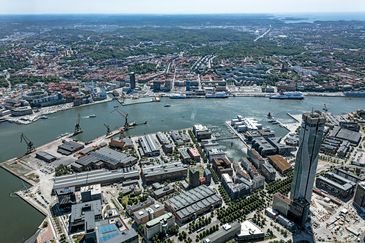 Flygbild över Lindholmen 2023.