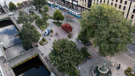 Drönarbild av Brunnsparken