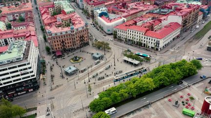 Drönarbild av Järntorget i Göteborg