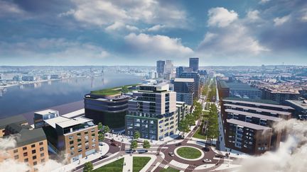 Illustratrationsbild av Masthuggskajen med Järnvågsparken