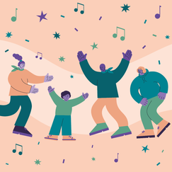 Illustration på personer har fest