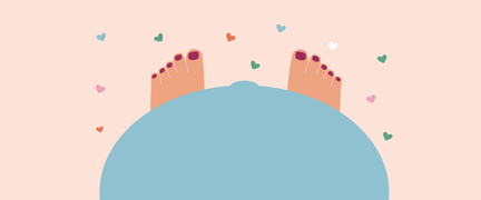 Illustration på en gravidmage och fötter