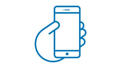 Hand som håller i mobil, illustration.