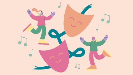 Illustration av människor som dansar och sjunger