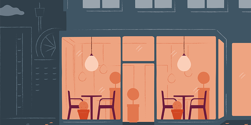illustration inbyggd uteservering