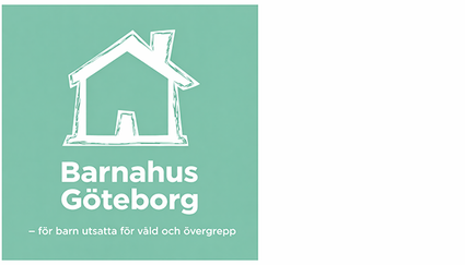 ett vitt hus mot en grön bakgrund, under huset står orden: Barnahus Göteborg - för barn utsatta för våld och övergrepp 