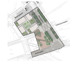 Illustration över kommande utseende på Kämpegatan