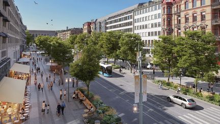 Visionsbild över Avenyn, sedd uppifrån.