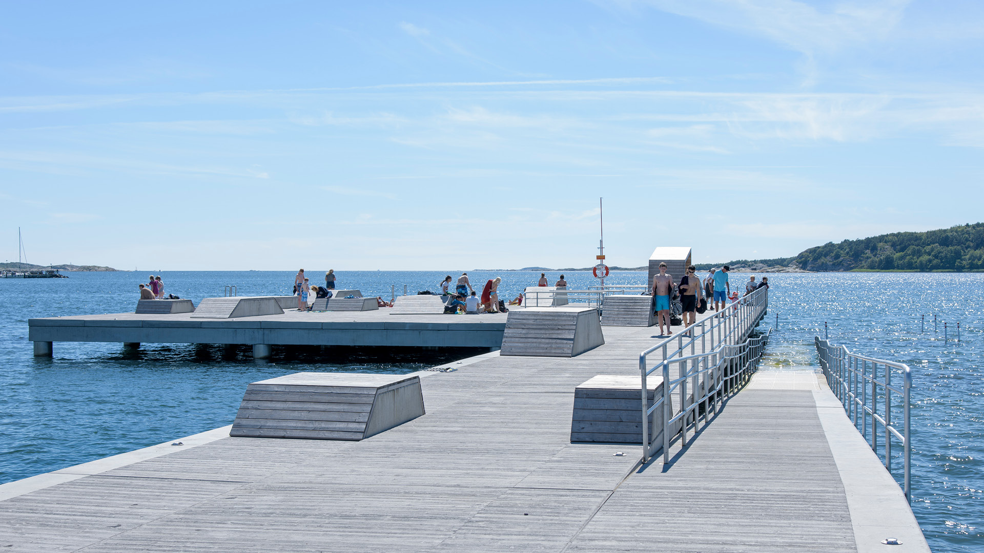 Piren på Askimsbadet med en rullstolsramp