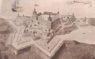 Gamla Älvsborgs fästning som den såg ut på mitten av 1600-talet.