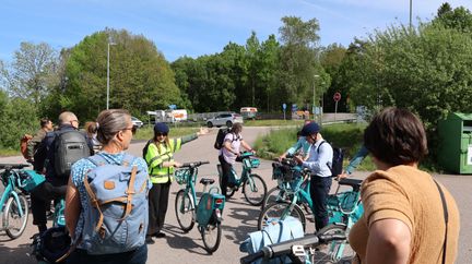 Cyklister på studiebesök i Bergum Gunnilse