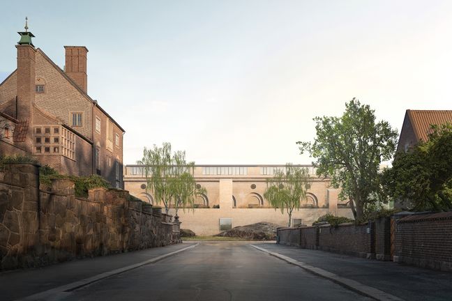 Konstmuseet ses bakifrån i gult tegel Illustration: Göteborgs stad