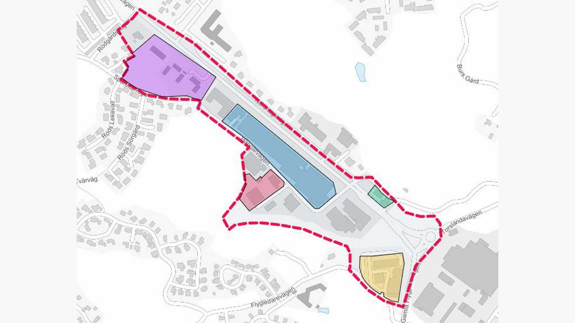 Karta över området som ska ingå i planenarbetet i Torslanda.