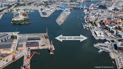 Göteborgs Stad planerar för en gång- och cykeltbro i ett centraltläge, som mellan kasinot och Hugo Hammars kaj.