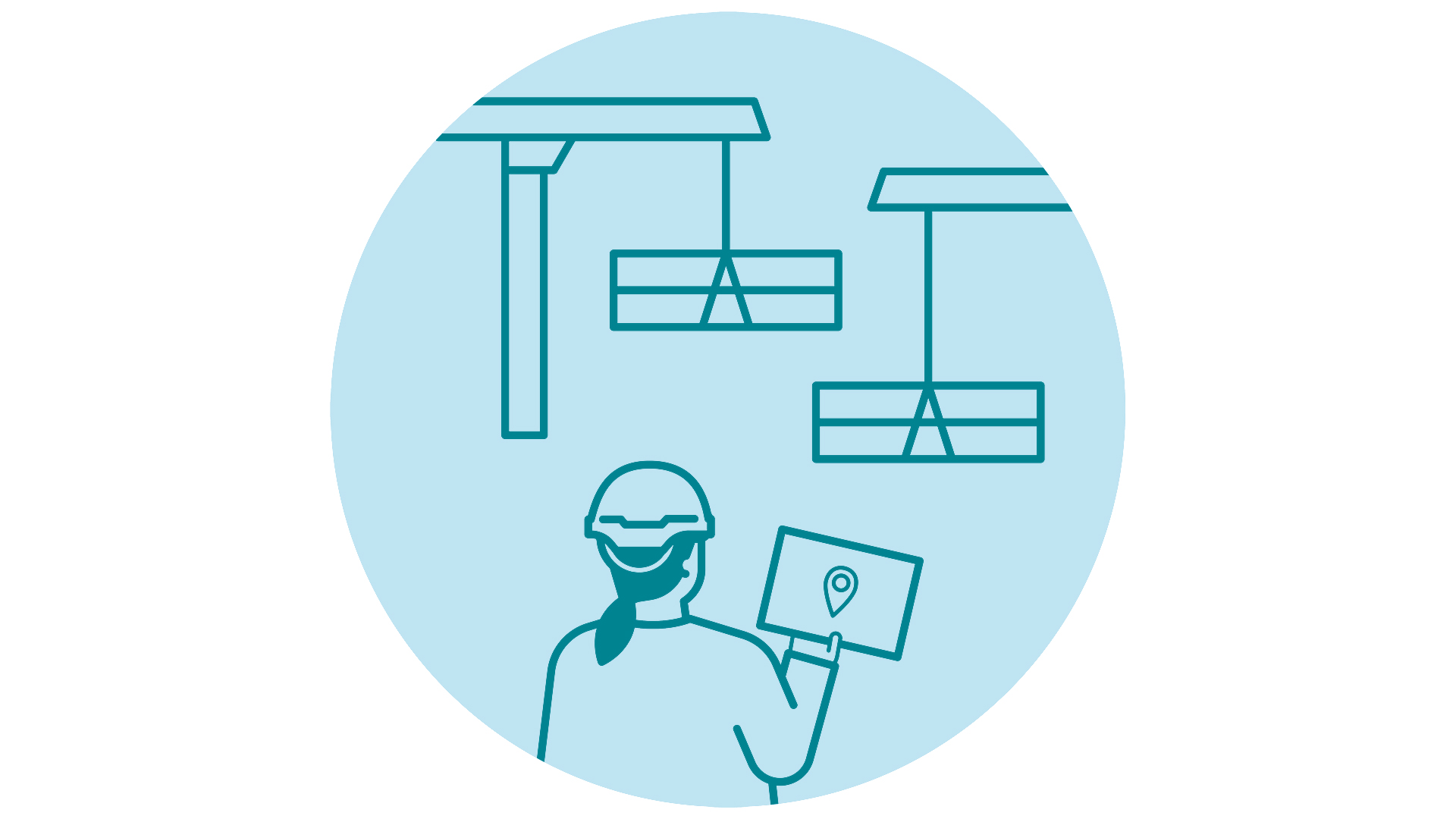 Illustration med person som visar att det är klart för byggstart