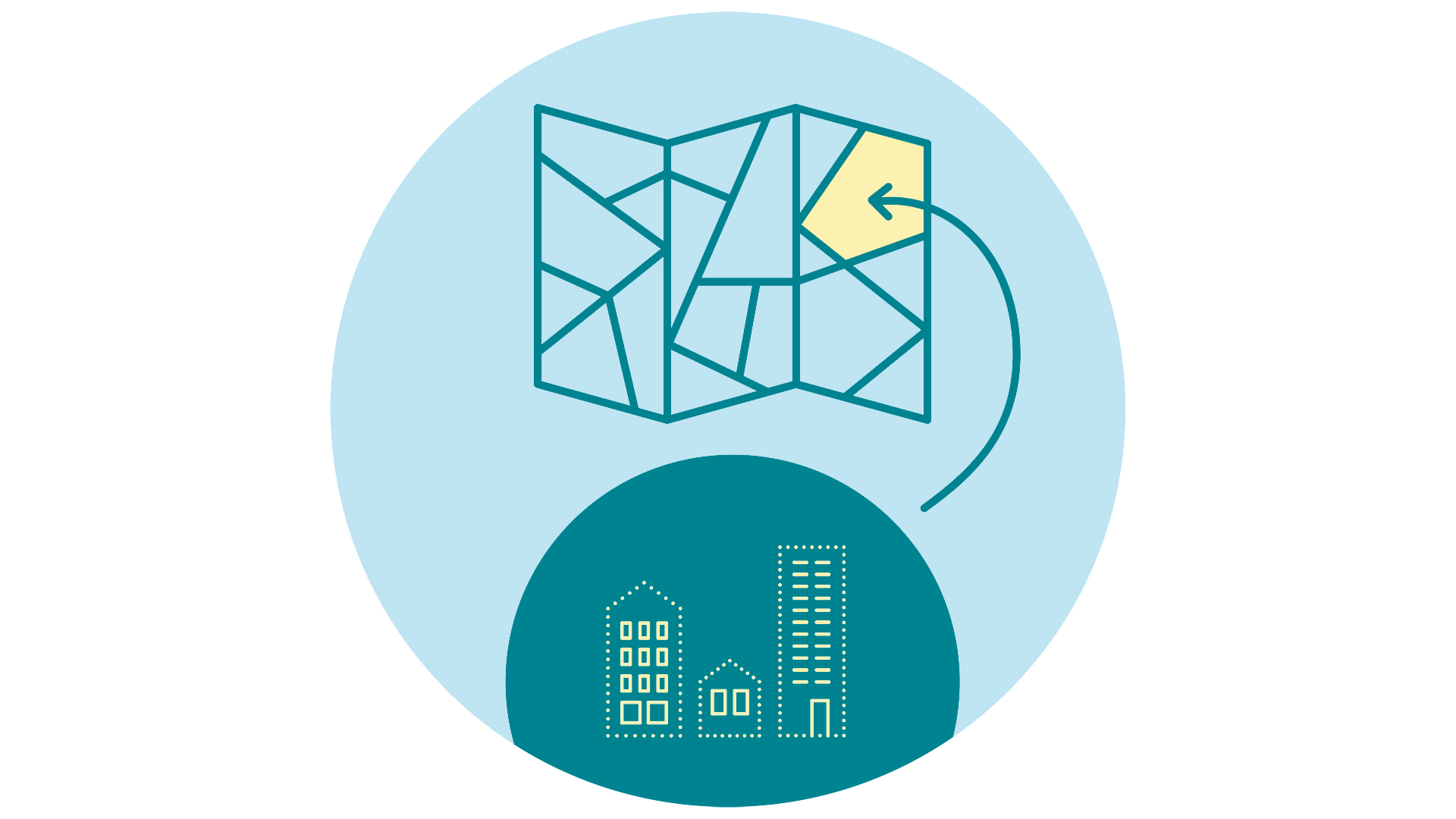 Illustration som visar en markering på en karta