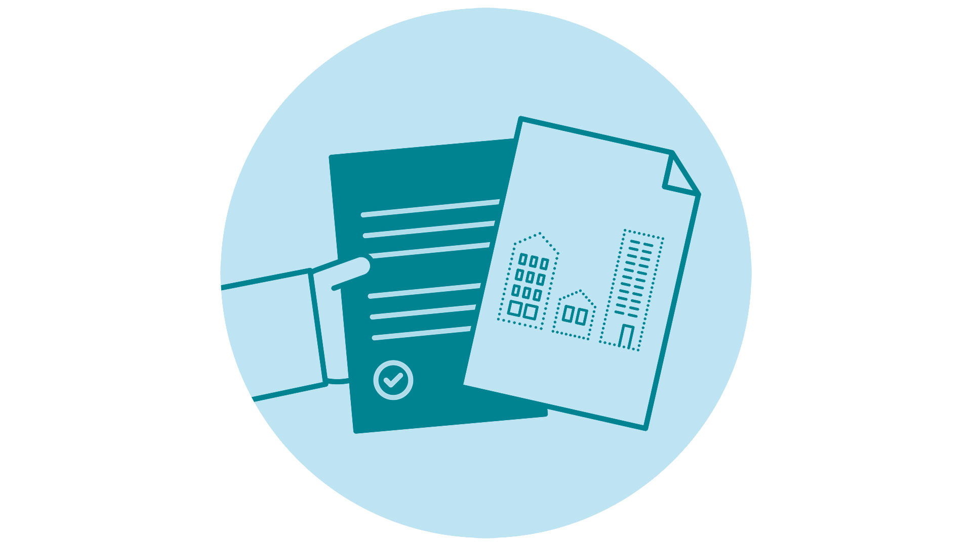 Illustration som visar dokument som ska fyllas i