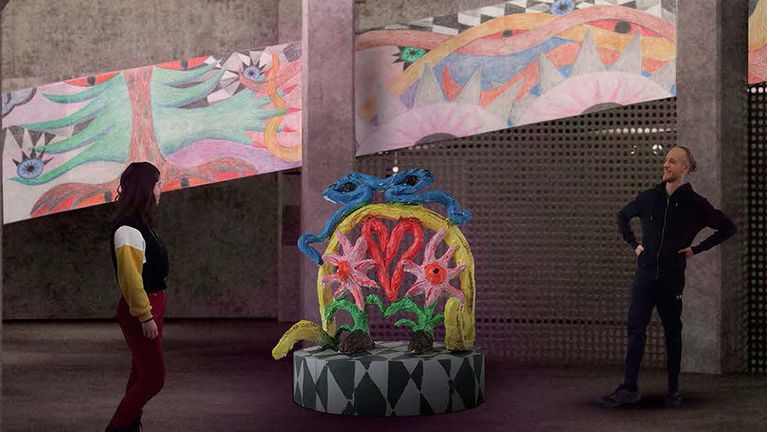 bild av konstverk i projekt masthuggskajen - stol i många färger