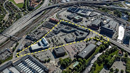 Drönarbild av Byfogdegatan