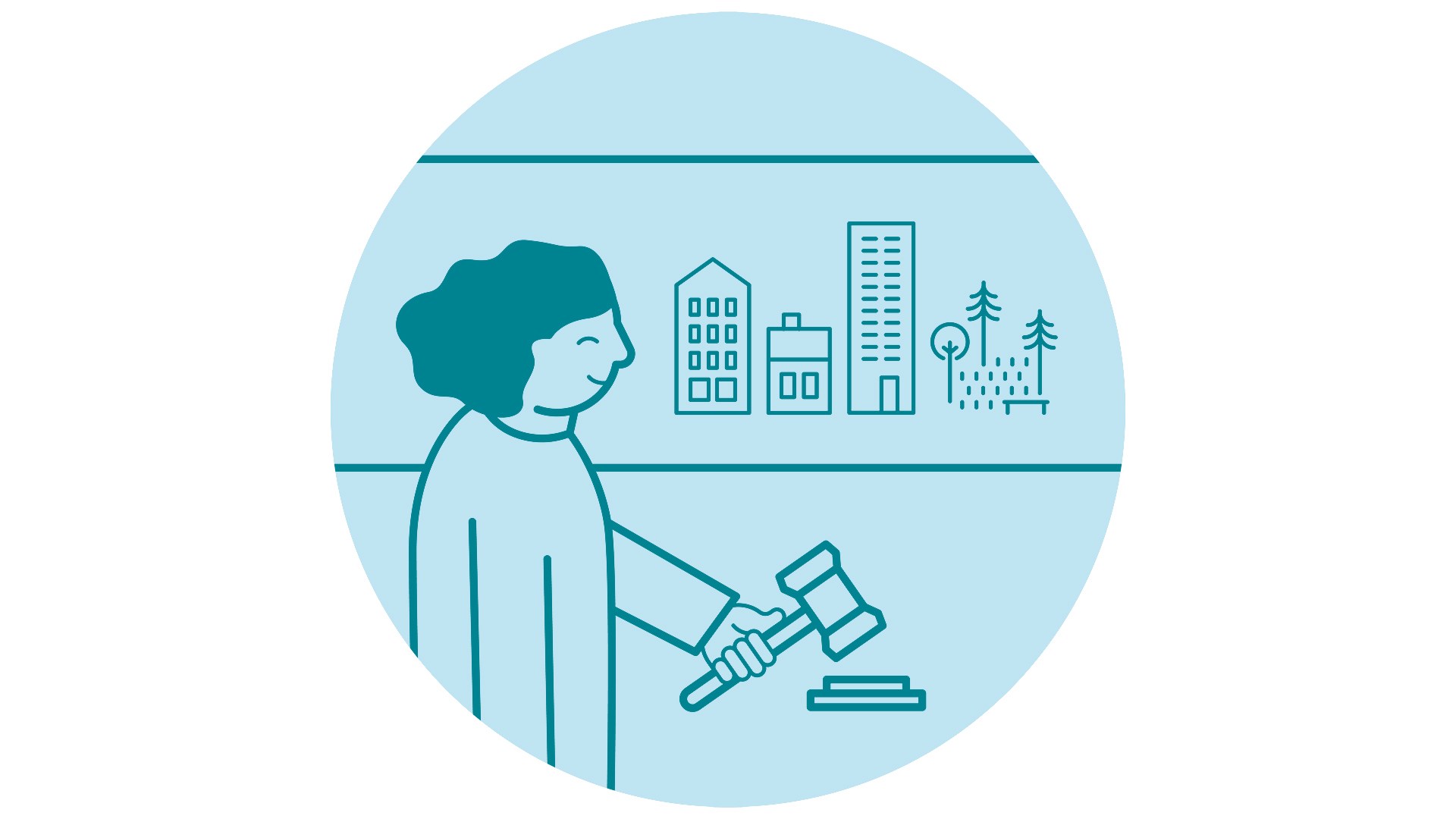 Illustration som visar att en kvinna klubbar ett beslut