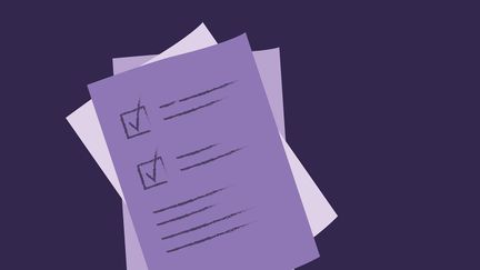 Illustration som visar tre blanketter som ligger på hög