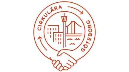 Illustration av två händer som håller i varandra. Pilar mellan orden Cirkulära Göteborg.