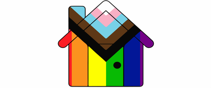 Ett hus i regnbågsfärger