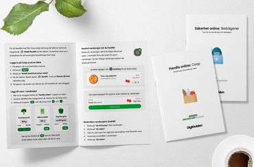 Pappersexemplar av Digiguiden som viasar hur appar fungerar.