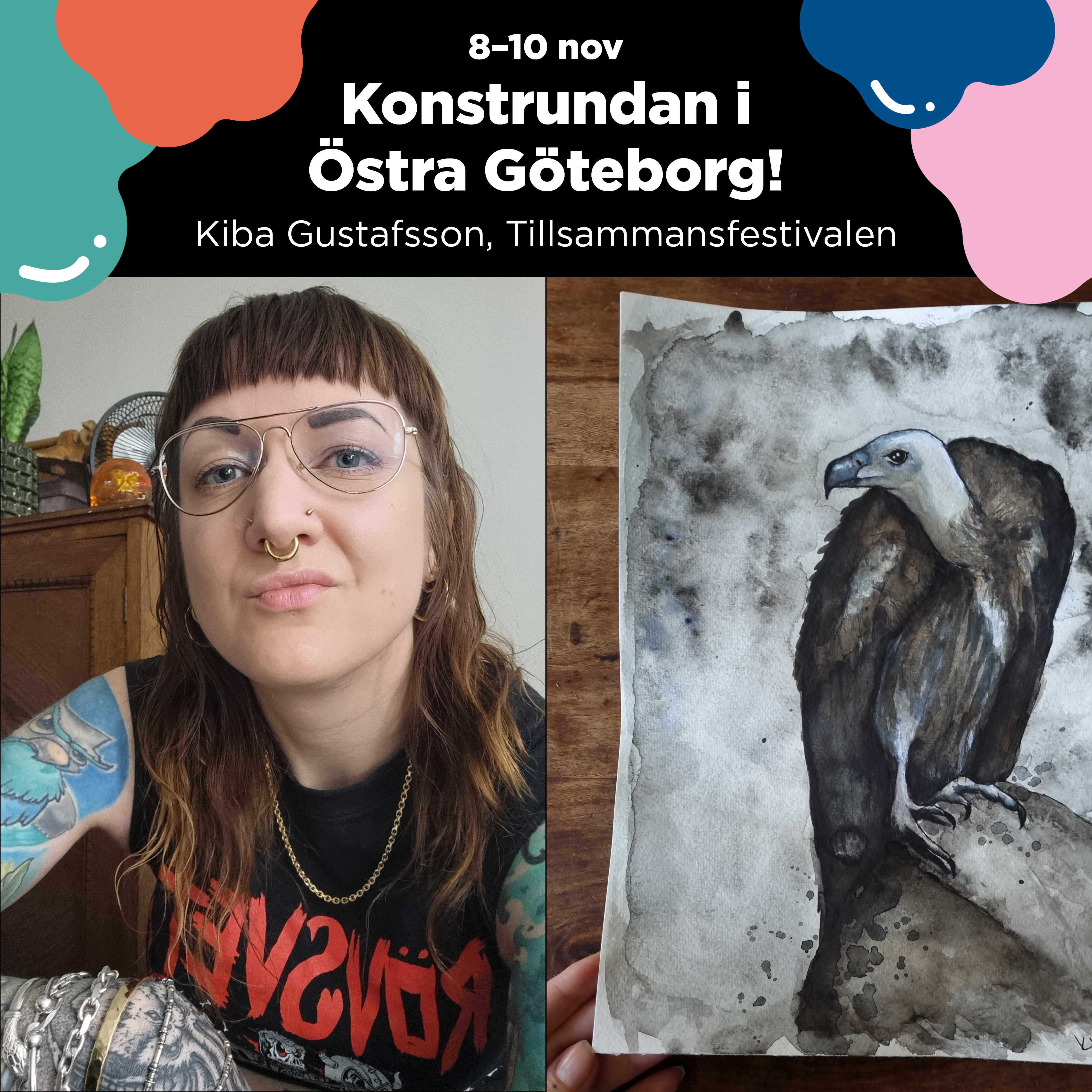 Bild på Kiba Gustafsson och hennes konst