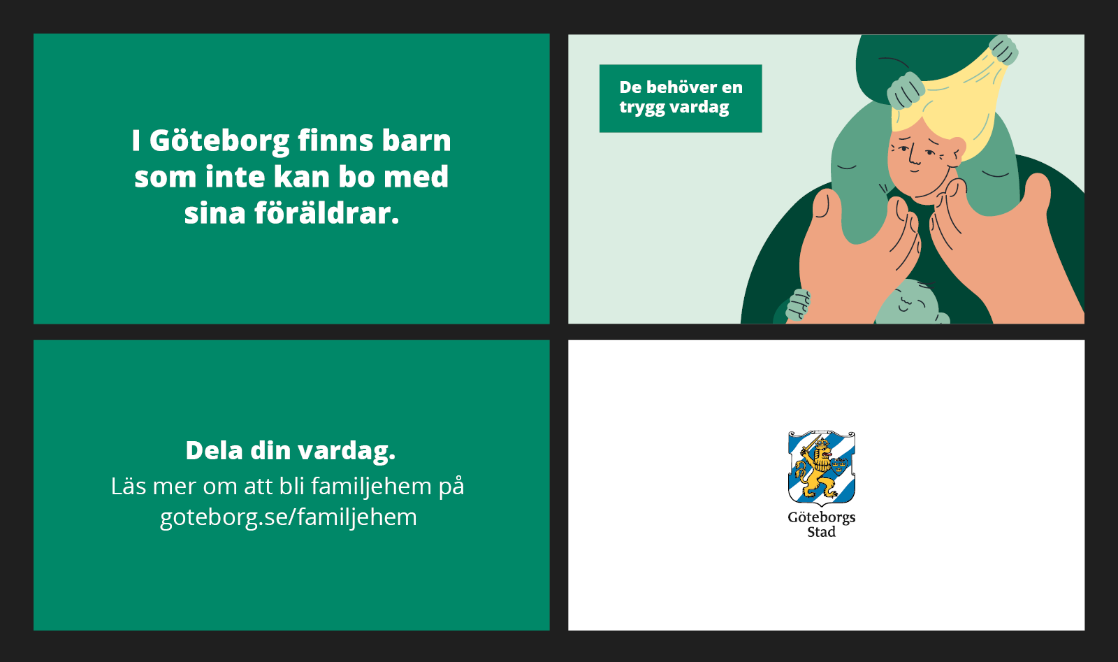 Exempel på textplattor ochslutruta med logotyp i film.