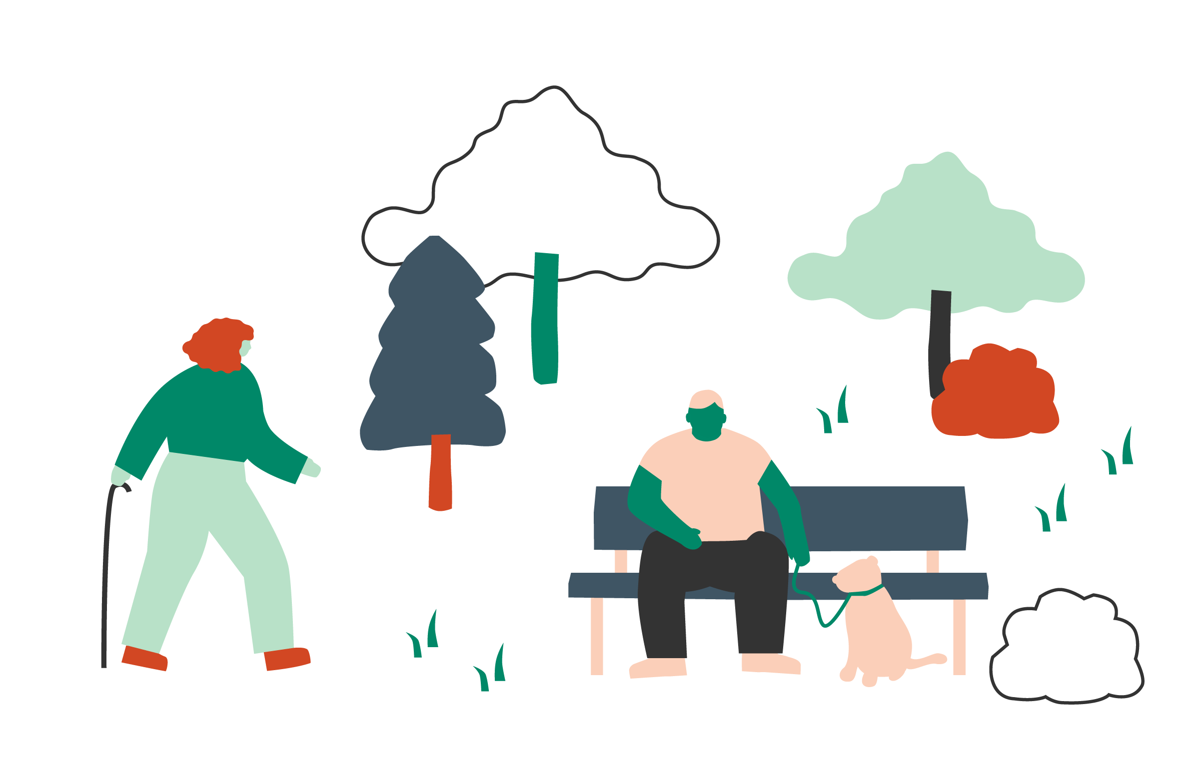 Illustration of people in a park