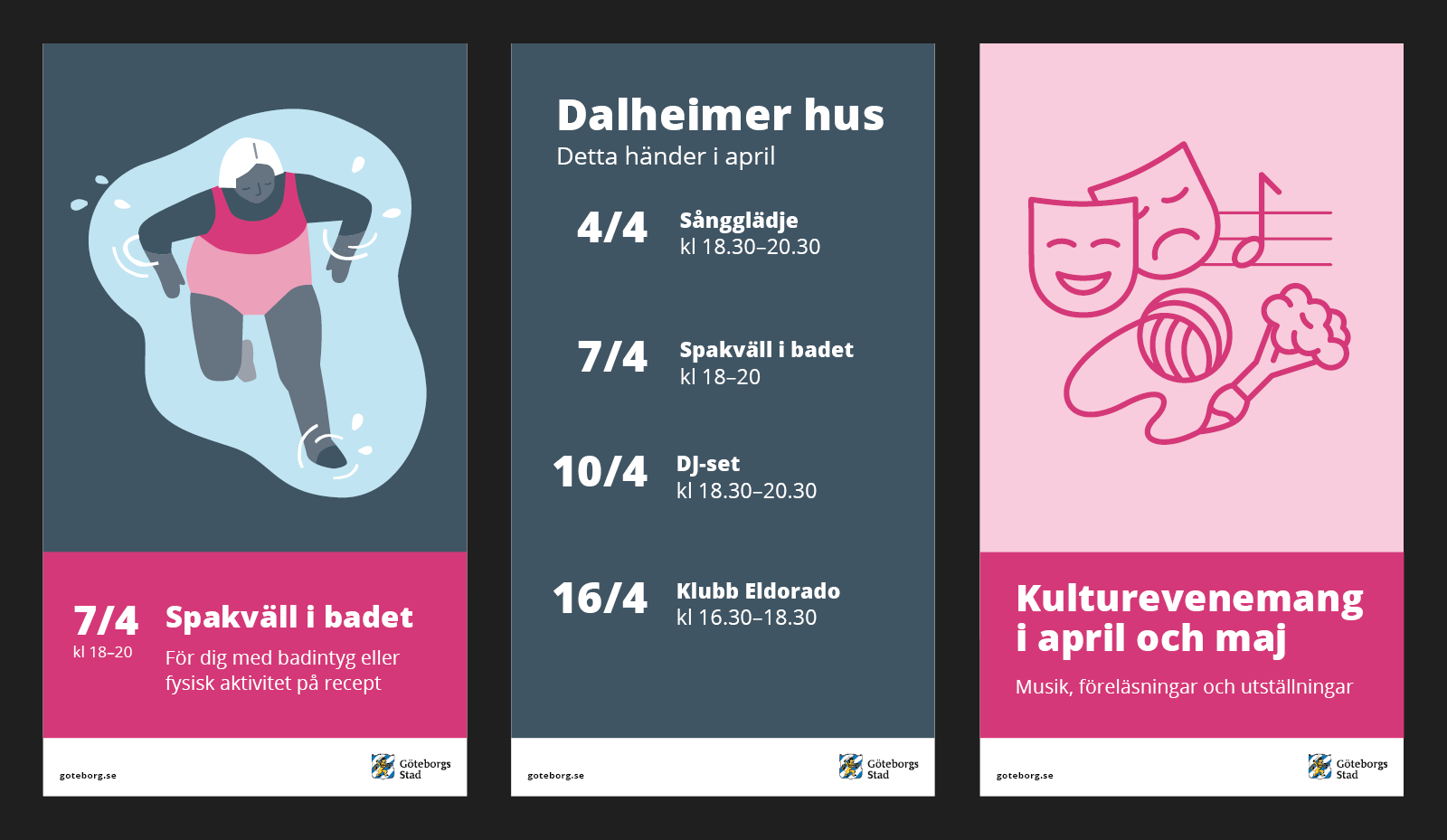 Exempel på stående digital skärm med text, illustration, schema och foto.