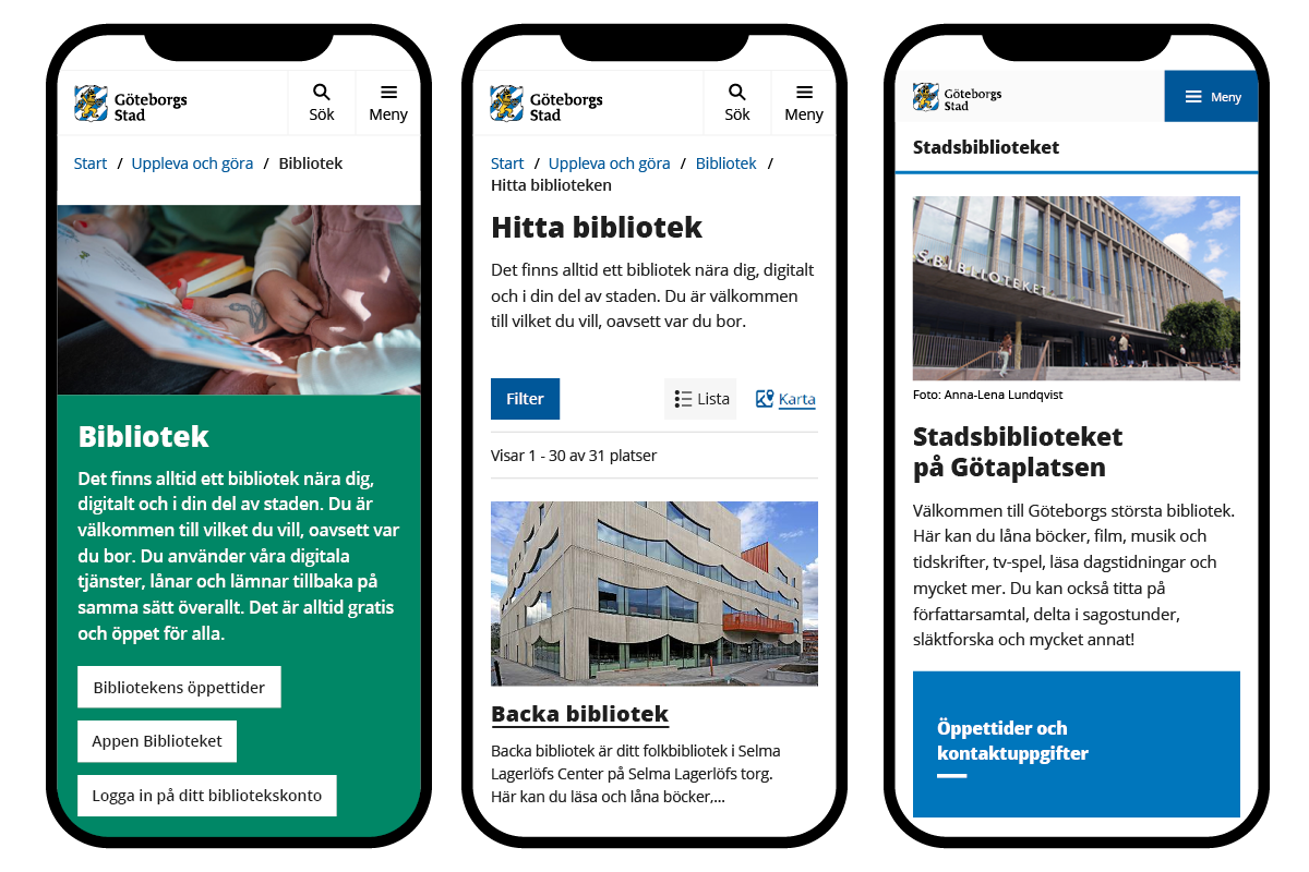 Logotyp placerad längst upp till vänster i digitala gränssnitt för desktop och mobil.