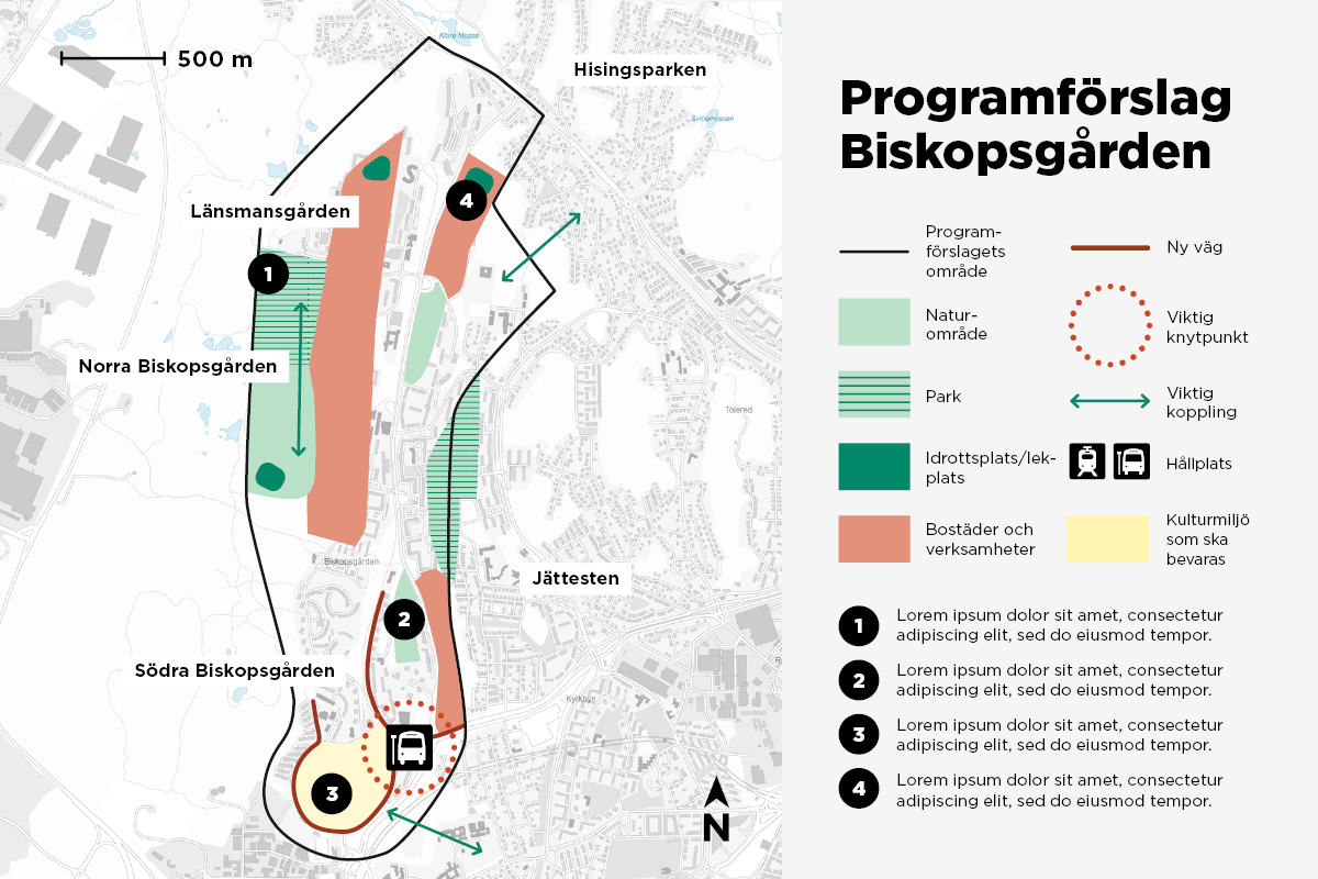 Exempel där ett stadsdelsnämndsområde är markerat på kartan för att kommunicera ett programområde i ett planprogram.