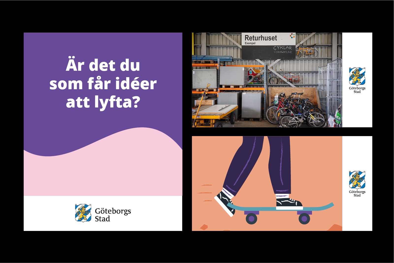 Exempel på bilder i sociala medier med logotyp synlig. Exempel på bilder i sociala medier med logotyp synlig.