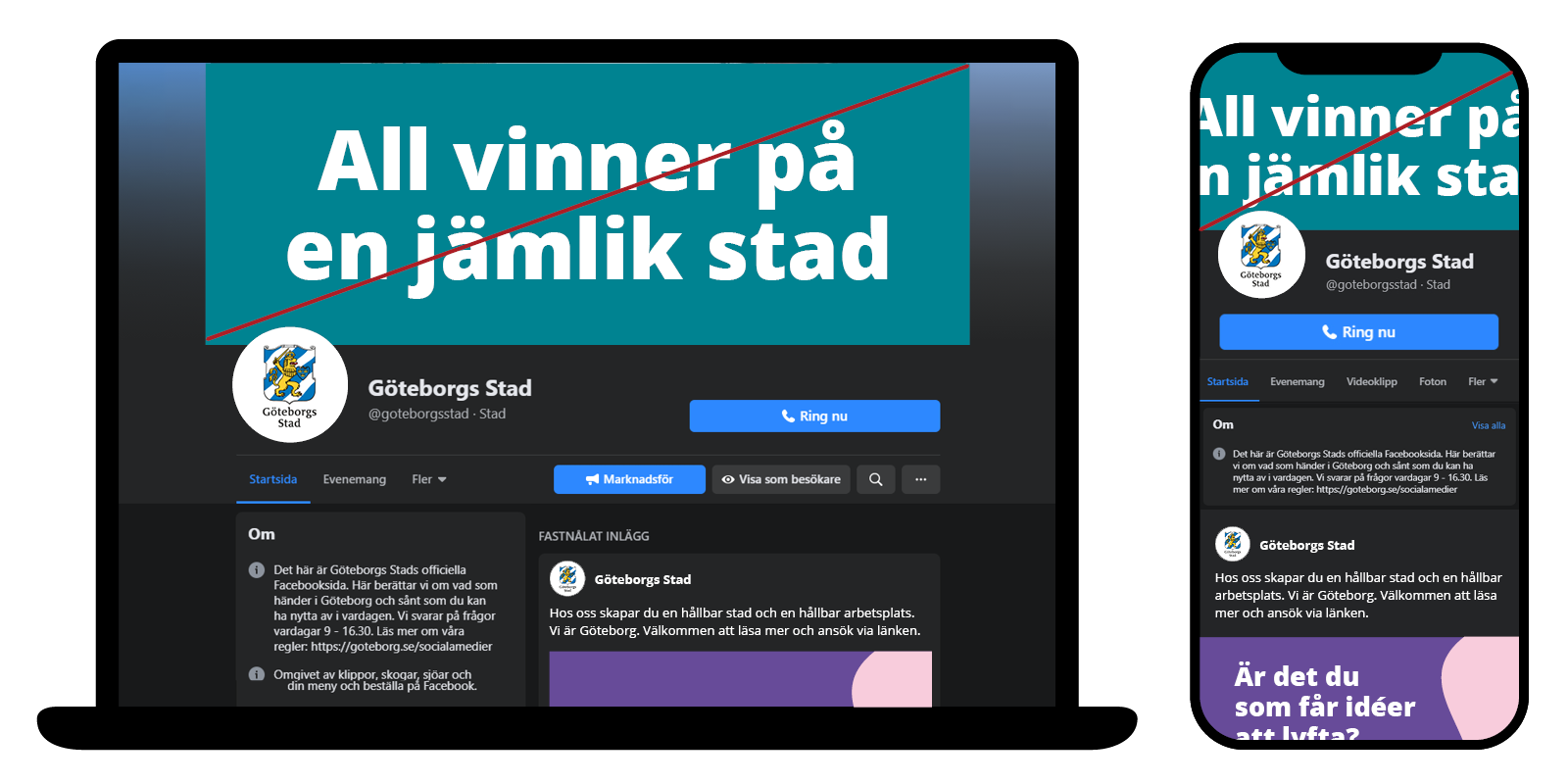 Exempel där omslagsbilden blir beskuren så att viktigt inehåll försvinner.