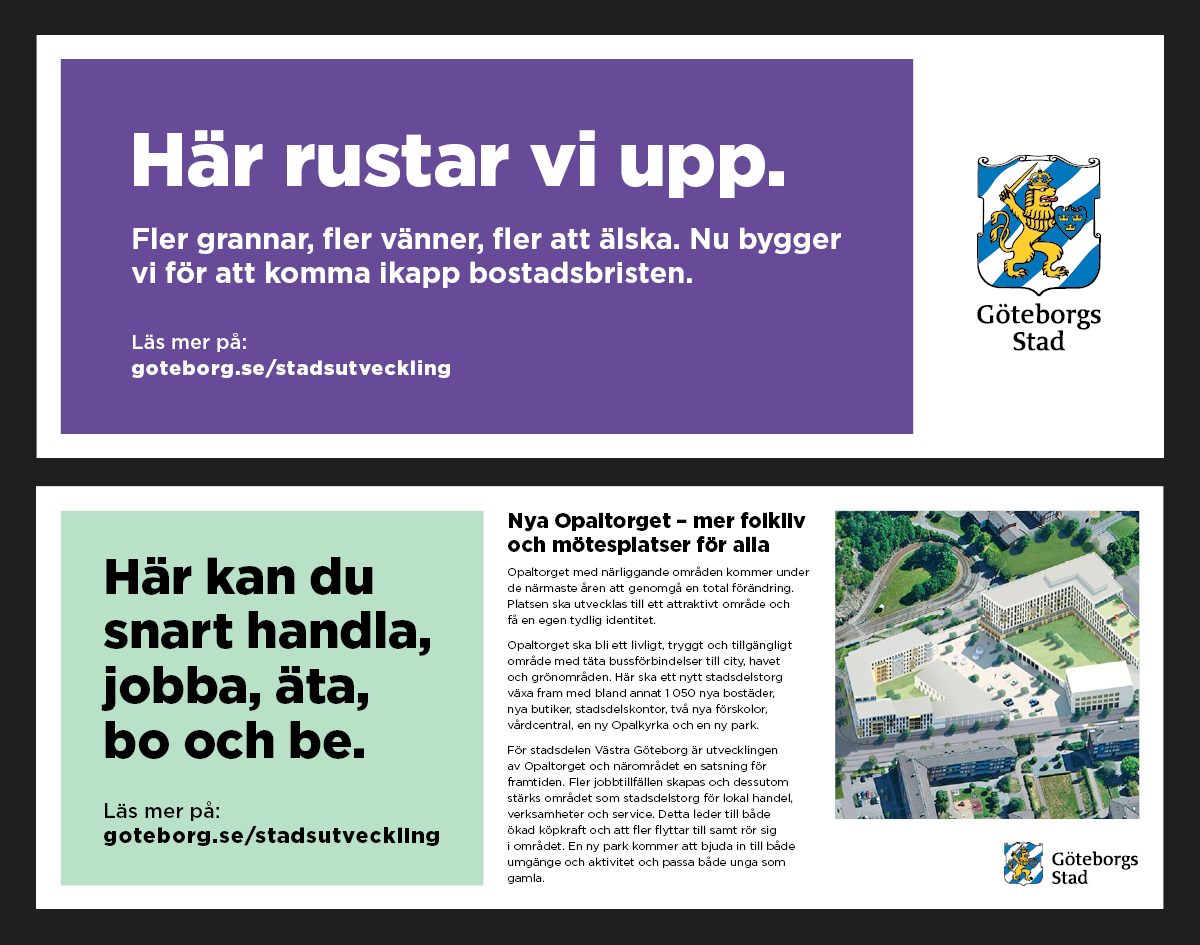 Exempel på två stora vepor med information om stadsutveckling