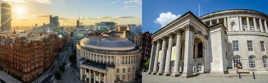 Manchester with the Central Library from different angles
