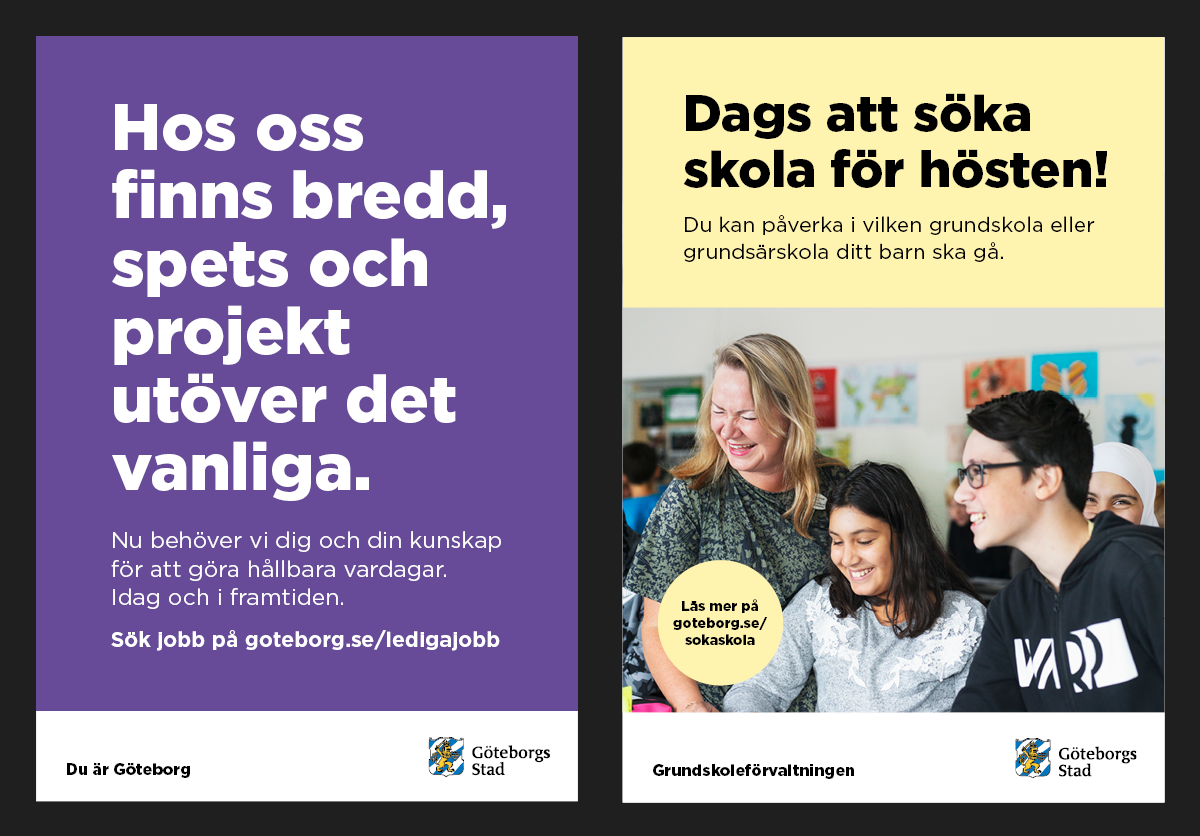 Exempel på annonser på stadsinformationstavlor